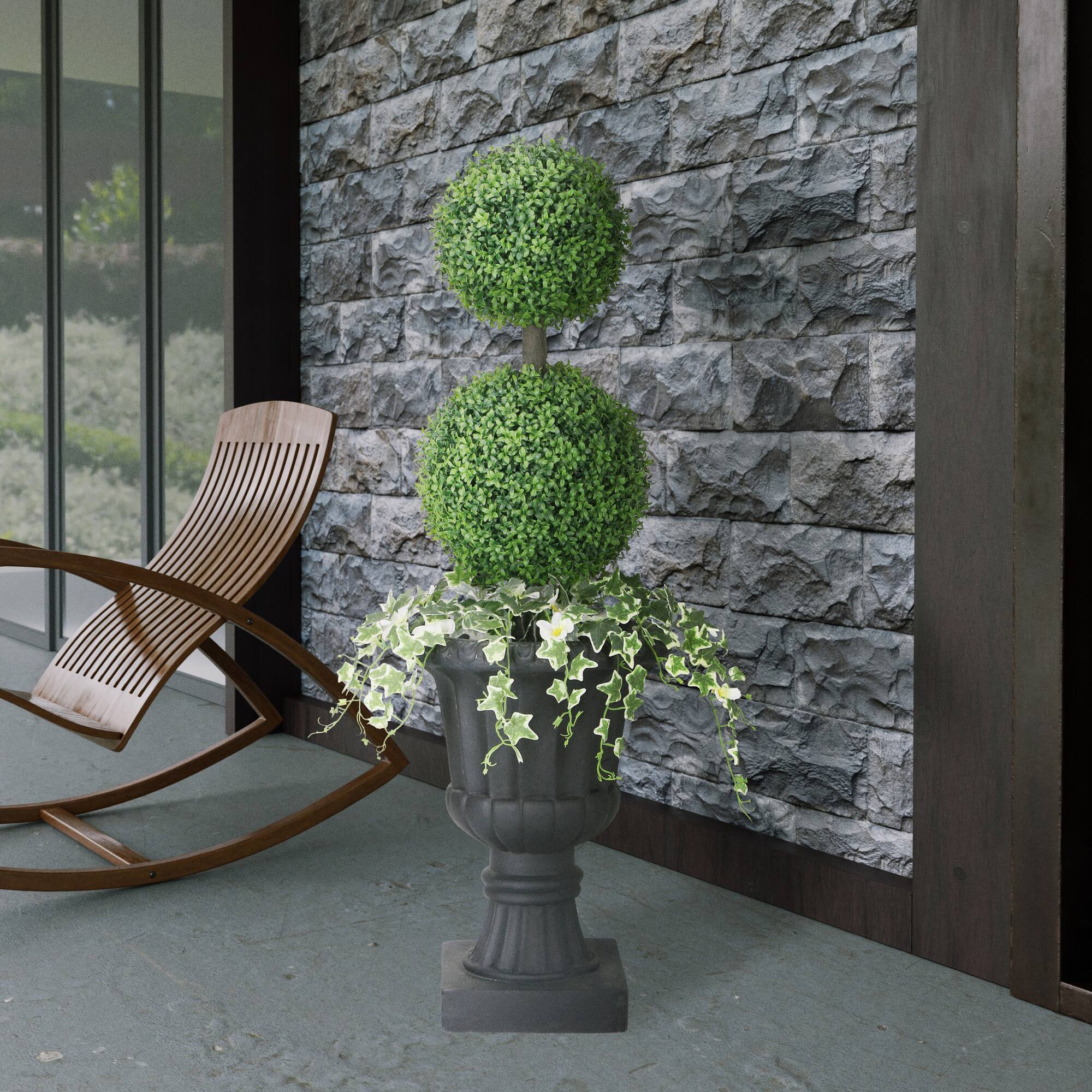 4ft. Topiary Boxwood Artificial Tree in Decorative Urn